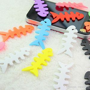 Fashion Silicone Fish Bone Cable Cord Wire Organizer Roller Bobbin Winder Smart Wrap For Headphone Earphone Winder Wholesale WVT0472