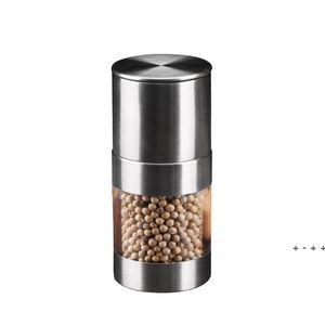 Manual Pepper Mill Salt Shakers One-handed Pepper Grinder Stainless Steel Spice Sauce Grinders Stick Kitchen Tools RRF13554