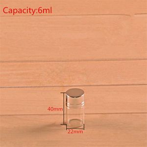 50 pcs 22x40mm Small Glass Bottles With Silver Color Plastic Screw Cap DIY 6 ml Clear Transparent Empty Jars Gifts Vials