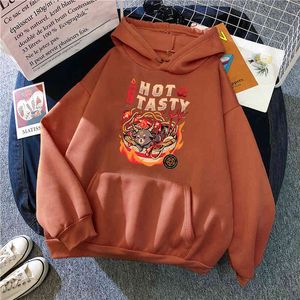 Hot Tasty Print Hoodies Man Oversized Sweater Loose Fleece Hooded Sweatshirt Male Comfortable Harajuku Hip Hop Anime Sweatshirts H1227