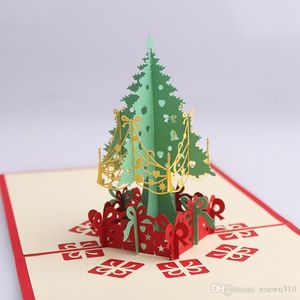 Regalo di carta di Natale Biglietti d'auguri stereo 3D Albero di Natale Benedizione di compleanno Fatto a mano Felice anno nuovo Saluta Business Bless Card WDH0100