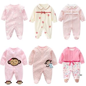 Autunno nato Neonate vestiti rosa principessa pagliaccetti del bambino manica lunga abbigliamento roupas infantis menino Tuta Costume 211229