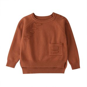 2020 Kids Boys Sweaters Boys Autumn Winter Solid Sweaters Children Knitted Pullover Kids Outerwear Pure Cotton Age 3-7 Years LJ201128