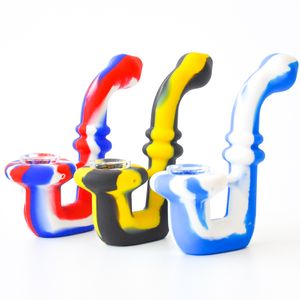 Wholesale Price Sherlock Silicone Smoking Pipes Tobacco Hand Pipe with Glass Bowl Mini Silicone Pipe Oil Rig Bongs DHL Free