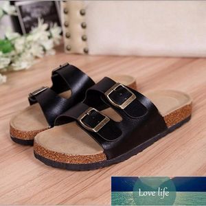 New Double Breasted Slippers Flat plus Size PU Fabric Women's Fashion Sandals