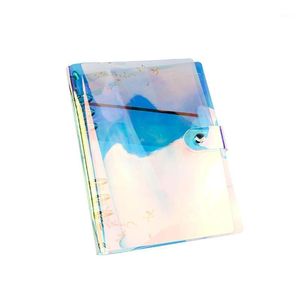 Блокноты A5 A6 A7 A7 PVC прозрачный красочный 6-луночный связующий ноутбук блеск Дневник свободных листьев Крышка свободных журналов Leaf Clips Planner BU Z6M2