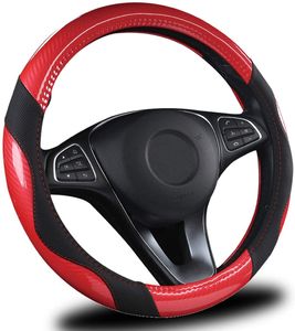 Steering Wheel Cover for Car, Universal 15 inch, Odorless, Breathable, Anti-Slip, Sporty, Soft and Snug Grip, Carbon Fiber Effect