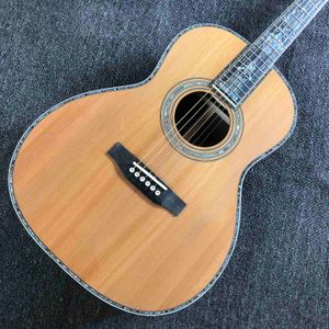 Custom Solid Cedar Top Round Body OOO Ebony Podstrunnica Gitara akustyczna z pickup EQ Headstock może być dostosowane logo