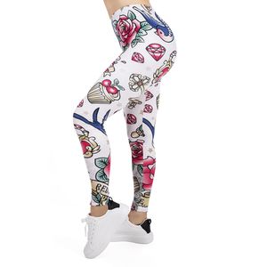 Mulheres Legging Valentines Tatuagens Impressão Leggins Slim Alta Elasticidade Legins Popular Fitness Leggings Calças Femininas LJ201007