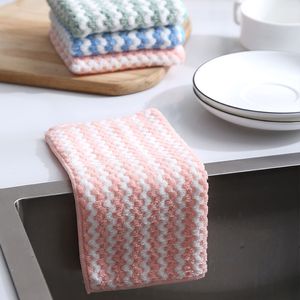 Coral Velvet Stripe Towels Kitchen Home Cleaning Tools Multi Color Dish Dishes Table Wash Accessories Towel Waters Sucking 1 48hr2 G2