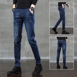 Männer Jeans 2022 Mode Hosen Stretch Dunkelblau Dünne Für Männer Casual Slim Fit Denim Koreanische Stil Männliche Hosen1