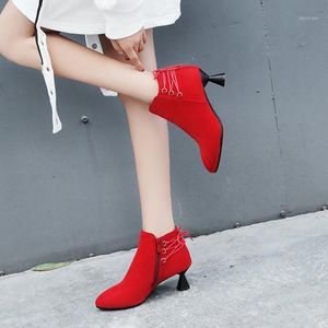 Большой размер сапог сапоги женские ботинки ботинок для женщин для женщин, подстригайте боковую молнию с каблуком Cross Crap1