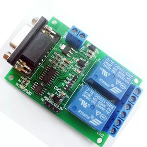 Integrated Circuits 2 Channel Serial port Relay Module DC 12V PC Computer USB RS232 DB9 RS485 UART Remote Control Switch Board for Smart Home