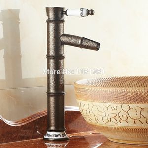 Roman Bronze Procelain Bambusowe baterie Crane Łazienka Mosiądz Kran Basket Umywalka Mikser Tap G-9823