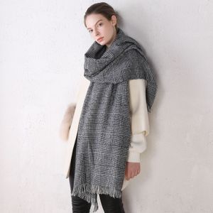 Lenço feminino outono e inverno preto e branco clássico caxemira xadrez lenços xale feminino novo fashion2687