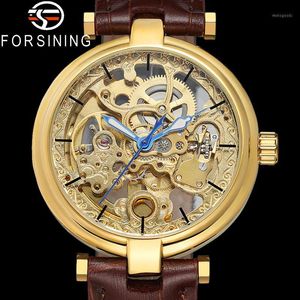 Orologio da polso da uomo con scheletro meccanico automatico FORSINING Orologio sportivo da uomo con orologio da uomo in vera pelle 81601