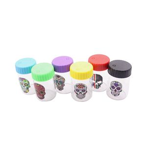 Smoking Colorful Portable LED Lighting Skull Pattern Glass Storage Bottle Dry Herb Tobacco Spice Miller Stash Case Seal Cigarette Jars Multi-function Holder DHL