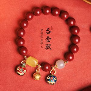 Classic Bracelet Natural Ore Authentic Cinnabar Purple Gold Sand Bracelets Animal Jewelry Bracelet for Men and Women