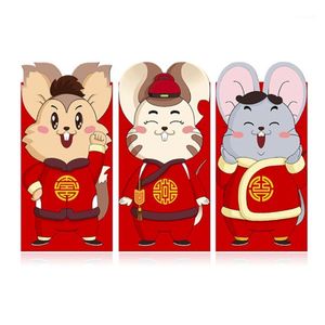 Presentförpackning kinesiska röda kuvert pengar råtta utsökt festival härlig 6st 2021 papper lycka till lyckligt år1