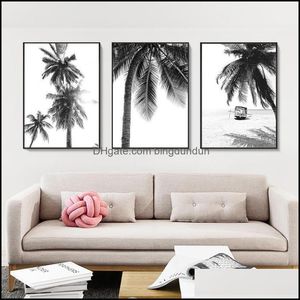 Obrazy artystyczne rzemiosło prezenty domu ogród tropikalny krajobraz plakat czarno biały minimalistyczny malarstwo ścienne plażowy płótno nordic palmy