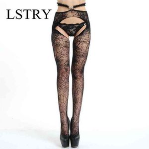 NXY Sexy Lingerie Womens Black Elastic Lace Top Garter Belt Thigh Mesh Stockings Female Thin Net Pantyhose Lady Hose Clubwear1217