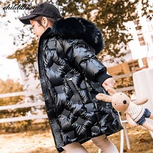 2020 inverno infantil de jaqueta para meninas engrossar garota pele snowsuit casaco crianças casaco de moda para menina crianças parka 4-12years lj201017