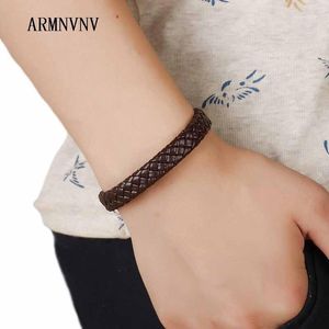 Tennis ARMNVNV Schwarz Braun Geflochtene Echtes Leder Armbänder Für Männer Frauen Armreif Modeschmuck1