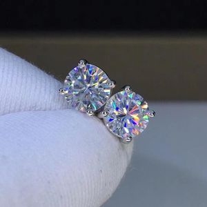 Poesia Di Ebreo Negozio Rotondo Moissanite Taglio Totale 1. Diamond Test Passato Moissanite Argento Orecchino Gioielli Regalo Fidanzata LJ201013