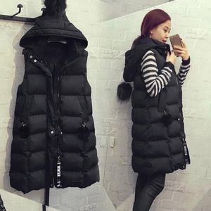 Kvinnors väst 2023SS Autumn Winter Hot Cotton Vest Stor hoodie Trend Fashion Casual Jacket Trend Coat Sleeveless Long Down Coat