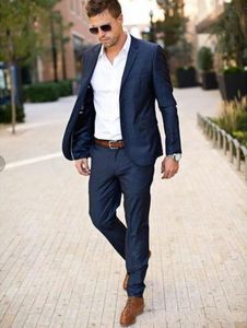 Homens azuis marinho terno de moda terno terno casamento ternos para homens slim fit noivo doivo smoking para melhor homem (jaqueta + calça)