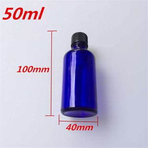 10 sztuk 40x100 mm Ciemnoniebieskie szklane butelki z czarnymi plastikowymi Capplugs DIY 50 ml olejku eterycznego