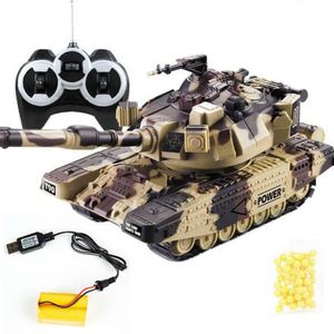 Electric/RC Car 1 32 Military War RC Battle Tank med 3 batterier Remote Control Car med Shoot Bullets Model Electronic Boy Toys Birthday Present 201208 240314