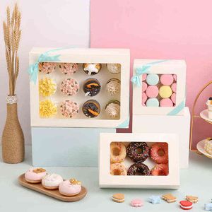 Bakning Transparent Fönster Muffin Box Egg Tart Cupcake Förpackning Box 4/6/12 Qifeng Open Card Flip Carton 10PCS CX220125