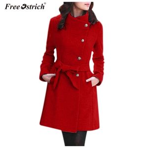 Free Ostrich Solid Damen Lange Mäntel Winter Slim Warm Mode Wollmischung Mantel und Jacke Elegante lange Damenmäntel LJ201128