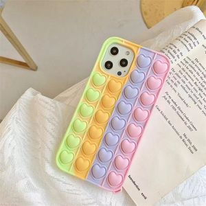 Rainbow Love Decompression Silicone Soft phone cases for iphone13 12pro/xsmax/11promax/xr/7p/8 Mobile Phone Case