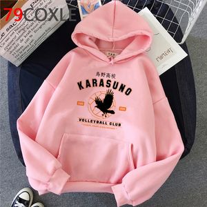 Горячие японские аниме Haikyuu толстовки мужчины смешные Karasuno Fly High Graphic Streetwear зима теплая мода унисекс кофты мужские q0105