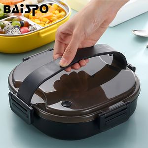 Baispo Stainless Steel Lunch Box For Kid Heated Lancheira Termica Kitchen Accessories Bento Box Meal Prep Food Container Storage T200710