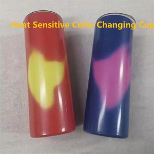 sublimation Heat Changing STRAIGHT tumbler 20oz Heat Sensitive Color Changing Cup staliness steel skinny tumbler Change color by touching