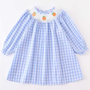 Girlymax Cadılar Bayramı Şükran Günü Bebek Kız Smock Ekose Kabak Dokuma Elbise Çocuk Giyim Ruffles Siyah Kırmızı Gingham Boutique 220106