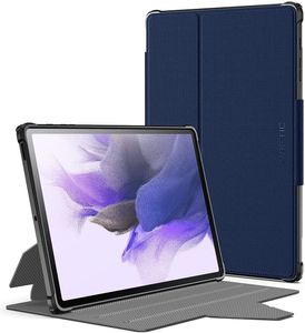 Şiirsel Explorer Ağır Folio Durumda Samsung Galaxy Tab S7 Fe için tasarlanmış 12.4 inç 2021 (SM-T730 / SM-T736B) Lacivert
