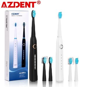 AZDENT Fashion 5 lägen Sonic elektrisk tandborste Uppladdningsbar USB Ultra tandborste Vattentät för vuxna Tandblekning 220224