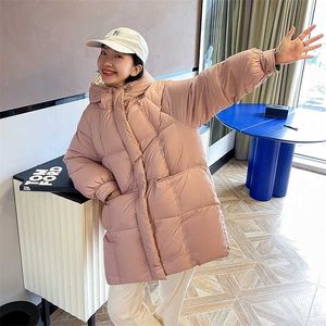 ダイヤモンドジャケット冬の濃いウォームダウンコットンパーカコート女性のカジュアルルーズ韓国スタイルの女性フード付き211223