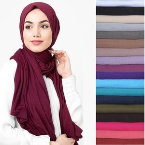 Hochwertiger, dehnbarer Maxi-Hijab-Schal aus Jersey, langer Schal, muslimischer Kopfwickel, einfarbig, 80 cm x 180 cm