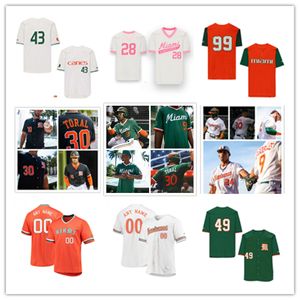 Miami Hurricanes Baseball Jersey 47 Christian Del Castillo 14 Carson Palmquist 99 Daniel Federman 38 Luis Tuero 40 Austin Pollak 27 Anthony Vilar 46 Dominic