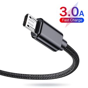 3A 1M/2M/3M MICRO TYPEC USB Nylon flätad Fast Charging MicroUSB Charger Date Cable för Android Mobiltelefon