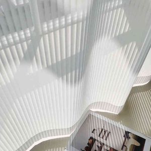 Blinds Stil transparente weiße Tüllvorhänge für Wohnzimmer gestreifter vertikaler Schleier Mode Sheer Vorhang Home Decor Custom Größe