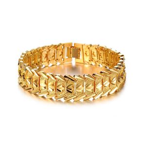 16mm Wide 18k Yellow Gold Filled Mens Bracelet Wristband Chain Link Fashion Jewelry