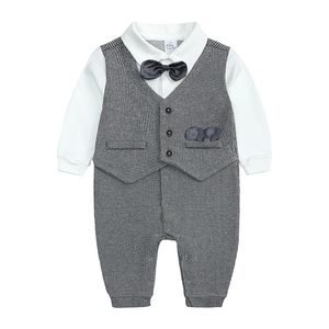 Wholesale months baby clothes set resale online - Baby Boy Suit clothing set One Piece Romper Vest Bowtie Months