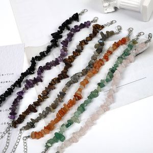 Irregular Natural Crystals Stone Bracelet Beads Chips Jewelry Stretch Bracelets Bangles Wristband For Women Girls