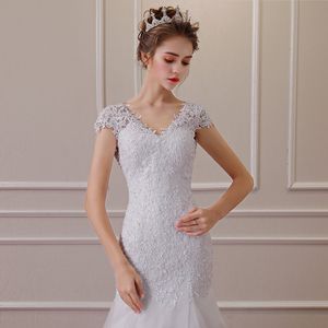 Elegante abito da sposa a trapezio con maniche principessa senza schienale Occasioni formali Bretelle su misura Tulle De Mari￩e